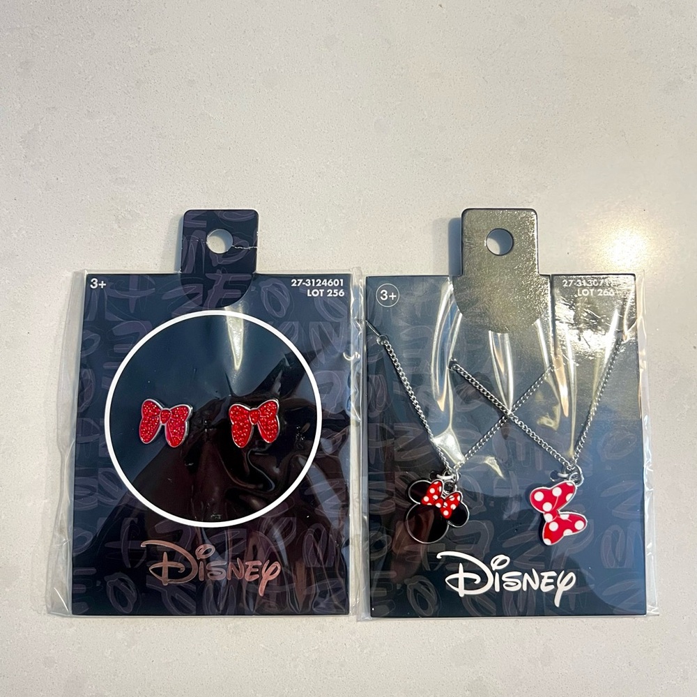 Disney Minnie Mouse Jewelry Set - 2 Necklaces and Earrings